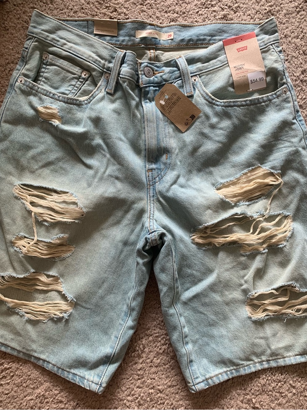 Levi's Light Blue Ripped Denim Shorts - Jorts